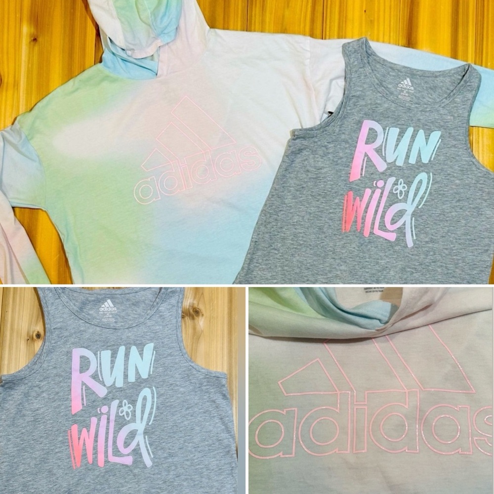 Set of 2 Adidas Girls Medium (10/12) Hoodie and Tank Top - Tie Dye Hoodie